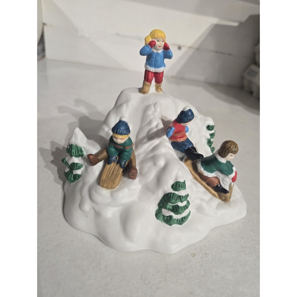 Vintage Dickens Collectables Children Sledding Snow Hill Accessory 1998